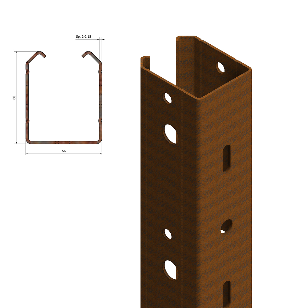 palo testata per vigneto in corten