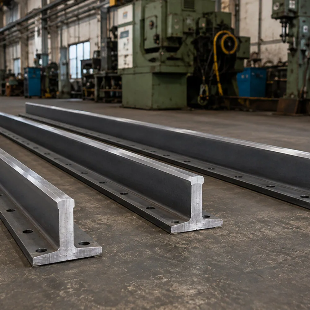 Cold formed steel elevator guide rails with pre-punched mounting holes