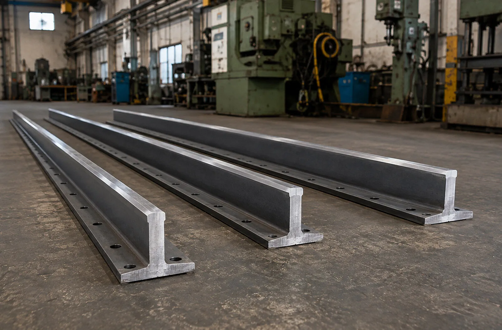 Cold formed steel elevator guide rails with pre-punched mounting holes